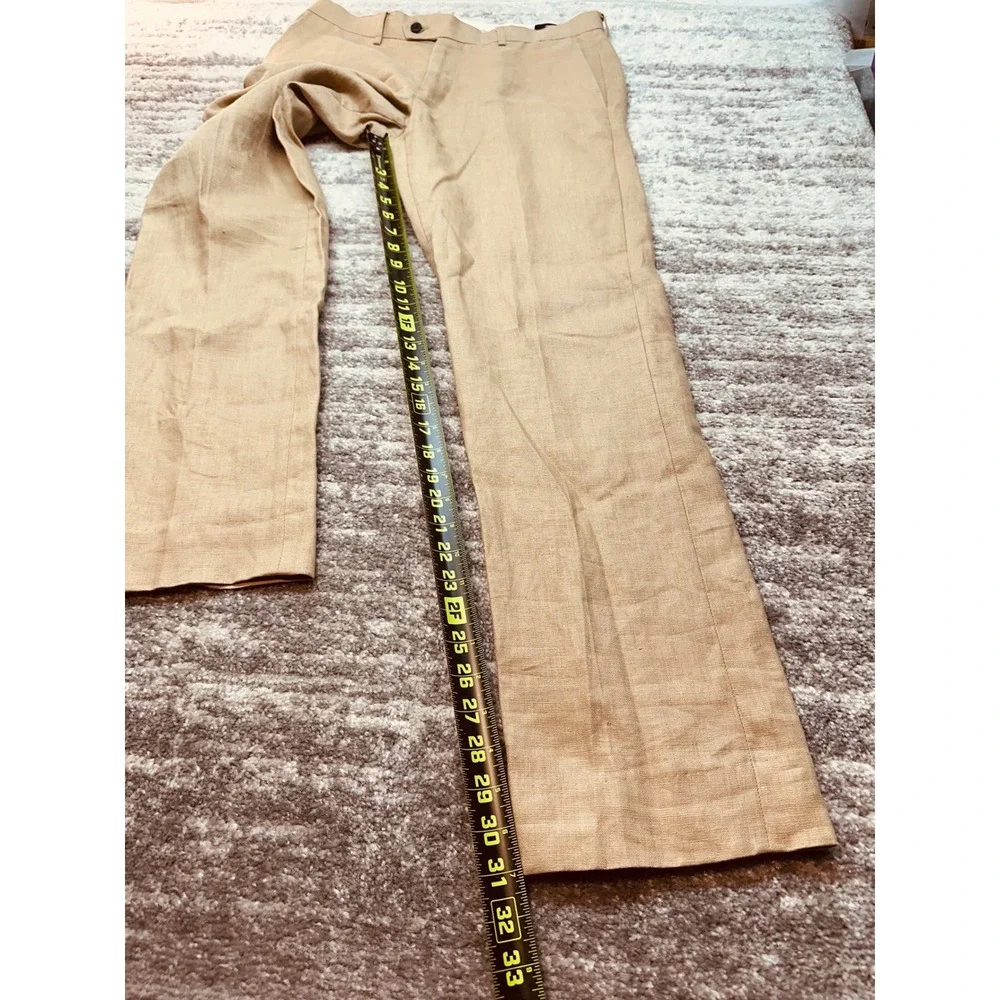 Dobell 3-Piece Suit Mens 40R Tan 100% Linen Blazer Vest Trousers Sets $544